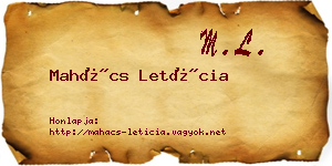 Mahács Letícia névjegykártya